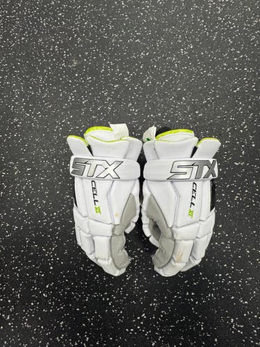 Used STX CELL VI GLOVES Lacrosse Gloves Mens White SM 11849-S000034125