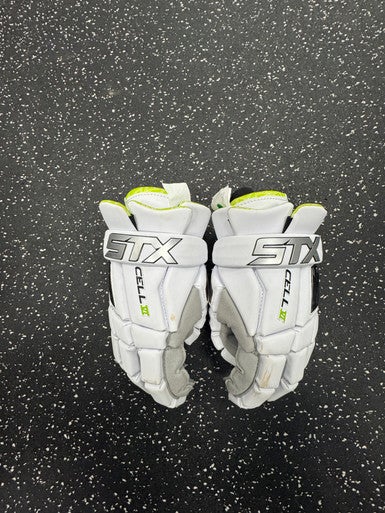 Used STX CELL VI GLOVES Lacrosse Gloves Mens White SM 11849-S000034125