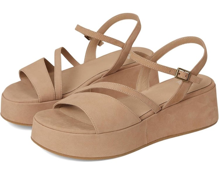 Eileen Fisher Dae Sandals Women's 9 Brown Leather Wedge Heel Slingback TZP1051