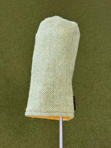Seamus Driver Headcover Green Yellow Logo Harris Tweed Fescue 100% Wool