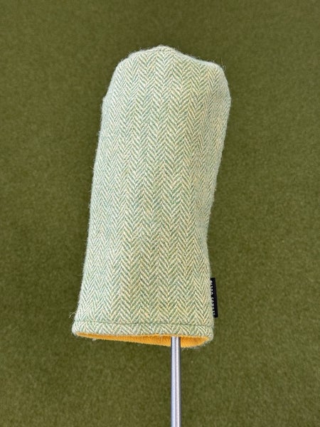 Seamus Driver Headcover Green Yellow Logo Harris Tweed Fescue 100% Wool