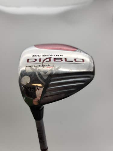 LEFTY 2009 CALLAWAY BIG BERTHA DIABLO 3 WOOD 15* STIFF STOCK GRAPHITE 60G FAIR