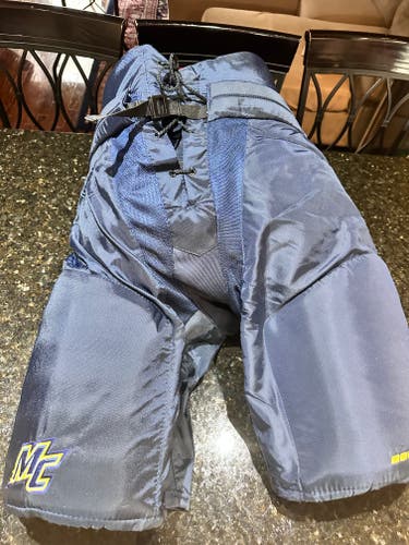 Men's Navy Merrimack College Senior XL+2" Bauer Supreme Pro Hockey Pants Pro Stock (New)