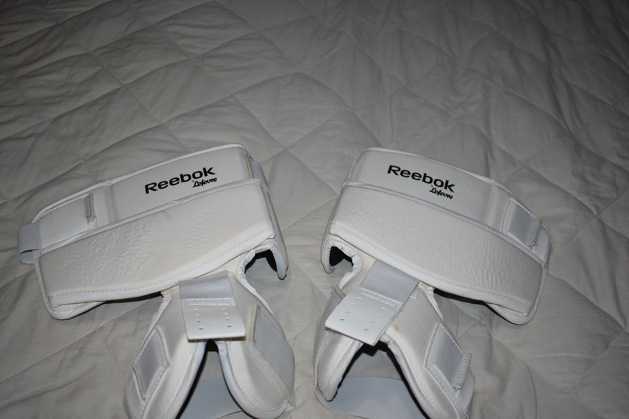 Reebok by Lefevre Hockey Goalie Knee/Thigh pads, White - Top Condition!