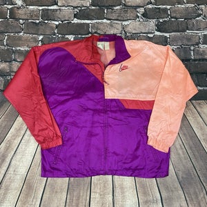 Vintage Nike 1980s Windbreaker Jacket Full Zip Colorblock Nylon Womens Sz Large