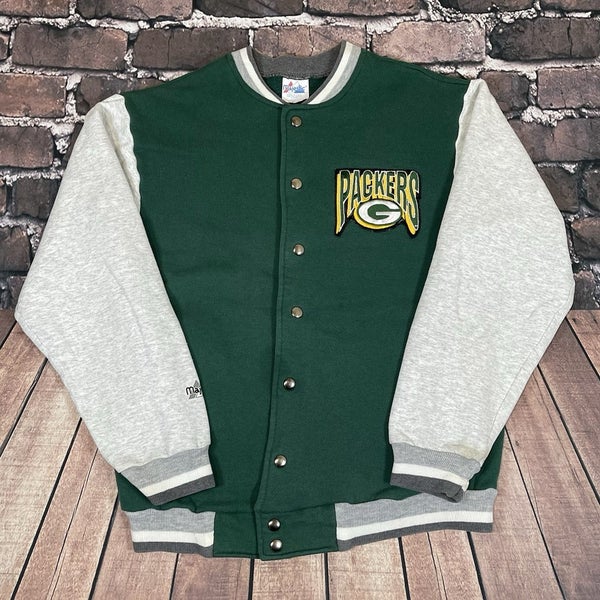 Vintage Green Bay Packers Majestic Varsity Button Sweatshirt Jacket Mens Medium