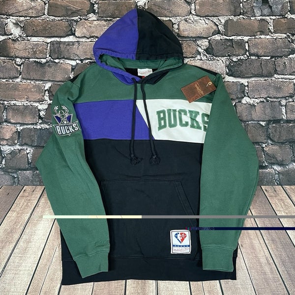 Mens Mitchell & Ness NBA Milwaukee Bucks Fleece Hoodie Size Large NEW WITH TAG