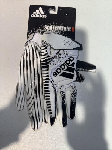 Adidas adult scorchlight 6.0 football gloves Blk/White Size LG NWT  (INV263)