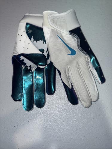 NIKE Vapor Jet Receiver Football Gloves White Purple Youth Medium  (INV#161)