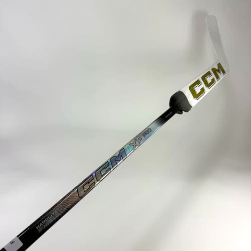 New Regular White/Gold CCM XF Pro Goalie Stick | 26" Paddle Custom Heel Curve | F293