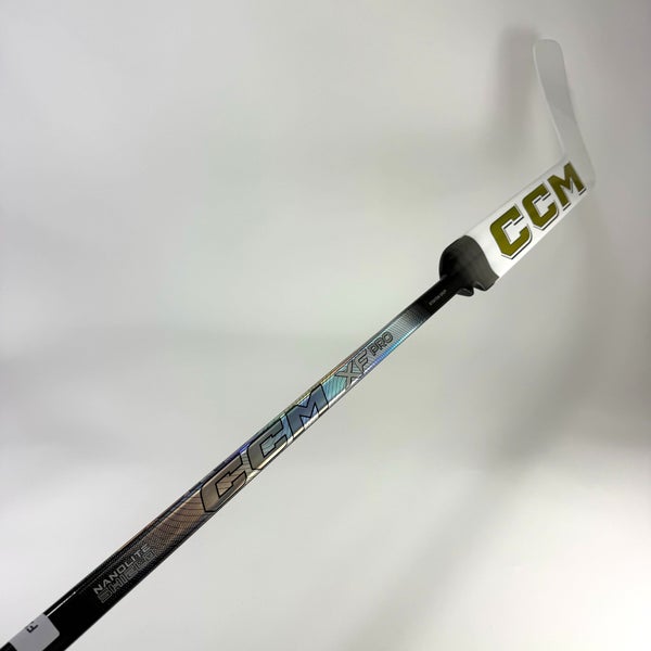 New Regular White/Gold CCM XF Pro Goalie Stick | 26" Paddle Custom Heel Curve | F293