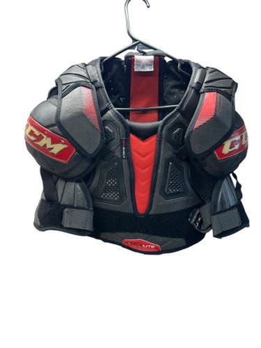 Used CCM QUICKLITE Senior Shoulder Pads White/Black/Red SM 11835-S000201489