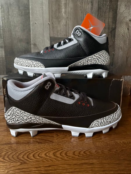 Air Jordan 3 Retro MCS Black Cement Size 13 Mens Black Grey Baseball Cleats