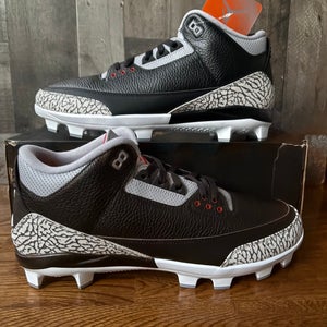 Air Jordan 3 Retro MCS Black Cement Size 14 Mens Black Grey Baseball Cleats