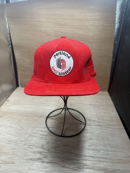 Rare Vintage Portland Trailblazers Logo Twins Black Corduroy Hat Cap 80s 90s