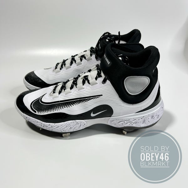 Nike Alpha Huarache Baseball Cleats Shoes Metal White Black