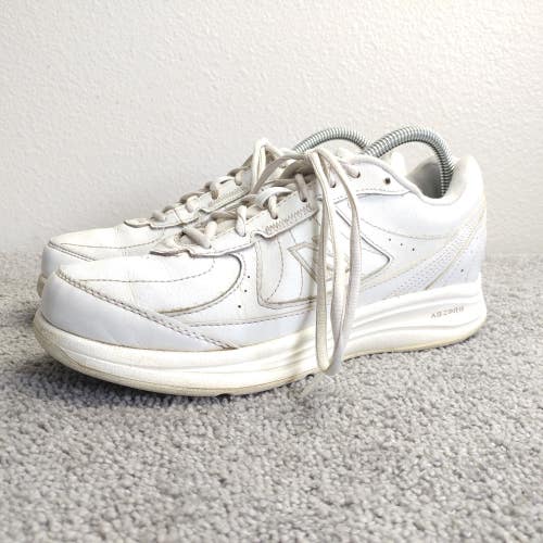 New Balance 577 Womens Size 8 Walking Shoes Running White Leather Trainers Low