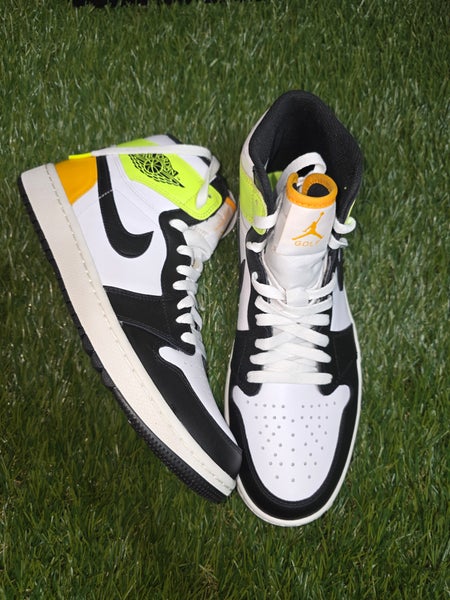Nike Air Jordan 1 High Golf 'Gold Toe' shoe.