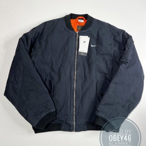 Nike Solo Swoosh Flight Bomber Jacket Black Canvas M