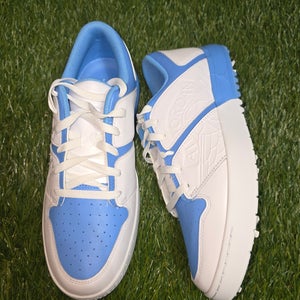 Nike Jordan Nu Retro 1 G Golf Shoes in the White and University Blue colorway.