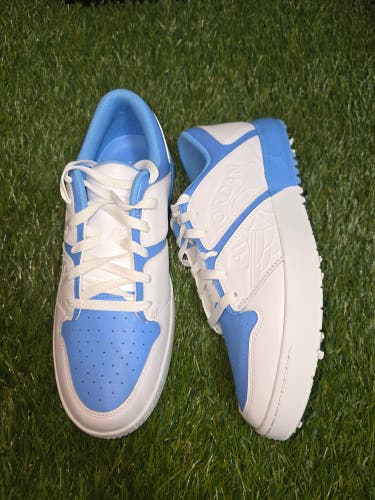 Nike Jordan Nu Retro 1 G Golf Shoes in the White and University Blue colorway.
