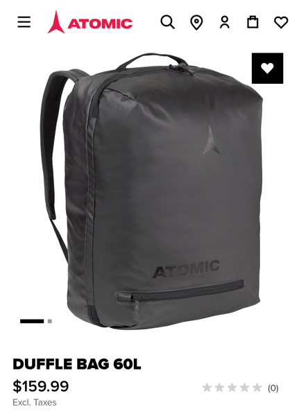 Black Large/Extra Large Atomic Duffle Bag (New)