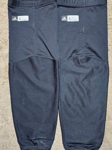 PITTSBURGH PENGUINS Adidas All Black Pro Stock Hockey Practice Socks Size Large