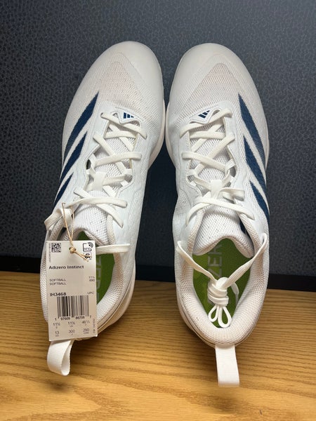 Adidas Adizero Instinct Softball Cleats W Size 13 White & Navy Blue (New) No Box