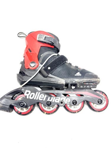 Used Rollerblade MICROBLADE ADJ 5-8 Senior Rec Fitness Skates Black Adjustable 11860-S000301491