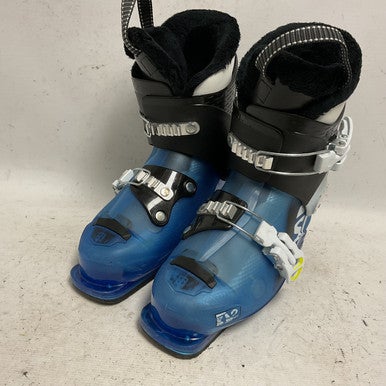 Used Salomon T2 Boys DH Ski Boot Black And Carolina Blue 200 MP - Y13.5 11855-S000195444