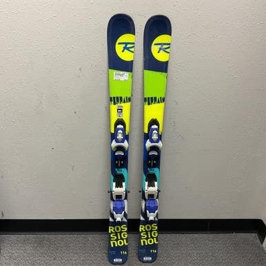 Used Rossignol TERRAIN Boys DH Ski/Binding Navy Blue And Yellow 116 cm 11855-S000195445