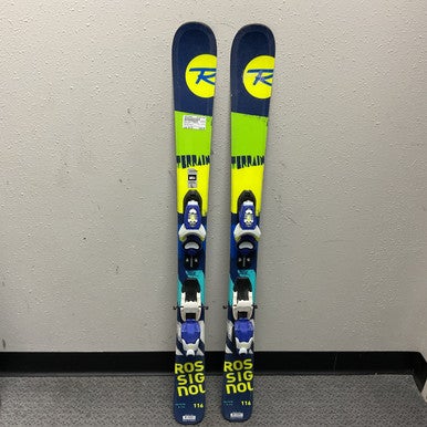 Used Rossignol TERRAIN Boys DH Ski/Binding Navy Blue And Yellow 116 cm 11855-S000195445