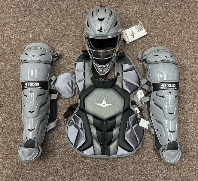 All Star System 7 Axis Youth 10-12 Catchers Gear Set - Graphite Grey Black