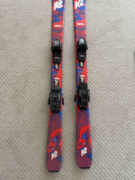 Kid's 2022 All Mountain 124 cm K2 Indy Skis With Bindings (Used)