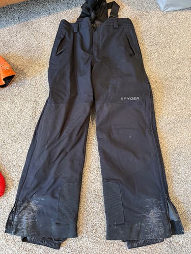 Black Unisex Youth Size 16 Spyder Ski Pants (Used)