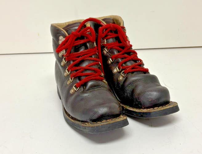 Vintage Vasque Padded Black Leather 3-Pin 75mm Telemark/XC Boots US Men's 10