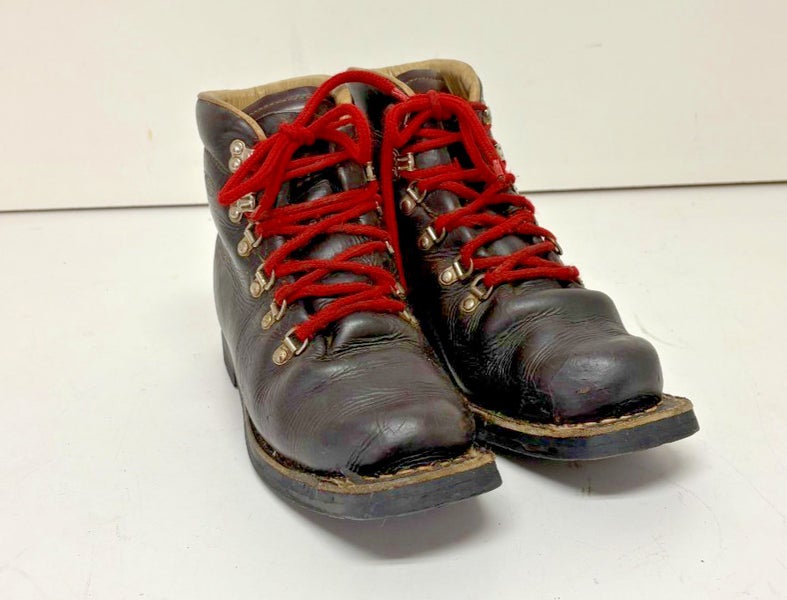 Vintage Vasque Padded Black Leather 3-Pin 75mm Telemark/XC Boots US Men's 10