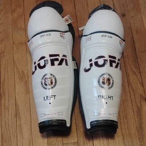 Jofa JDP 400 White Ice Hockey Shin Guards adult l 16" pads