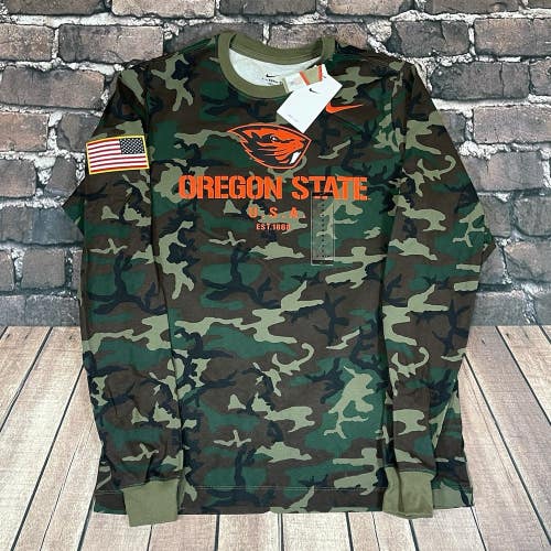 Nike Oregon State Beavers NCAA Dri-Fit Camo Long Sleeve Shirt Men's Medium - NWT