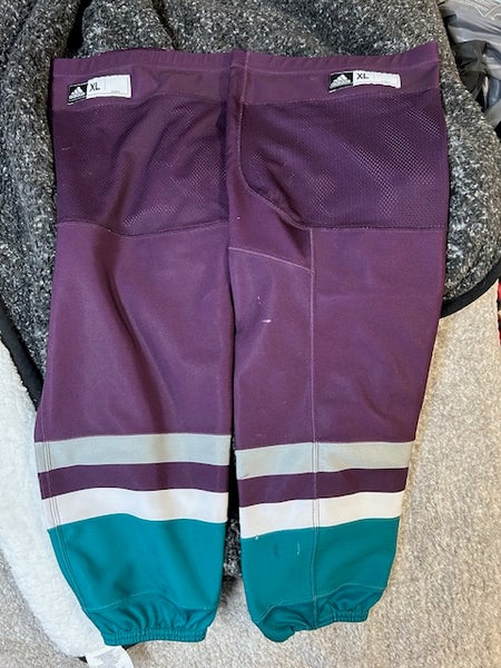 Anaheim Mighty Ducks 20th Anniversary XL Pro Stock Purple Eggplant Adidas Socks