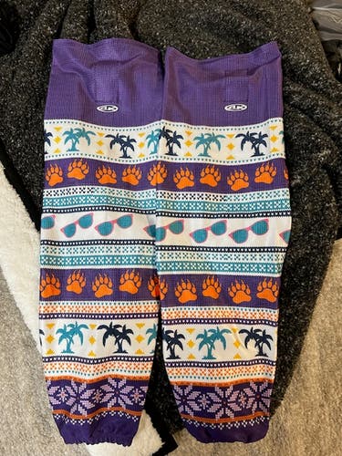 Orlando Solar Bears Christmas Sweater Pro Stock Purple Socks