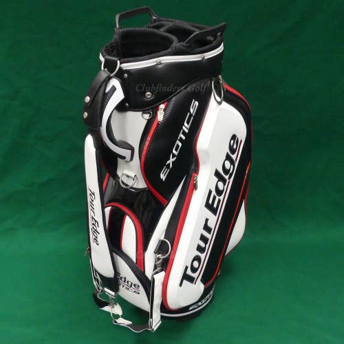 Tour Edge Exotics 2021 White/Black/Red 5-Way Golf Staff Bag w/ Raincover
