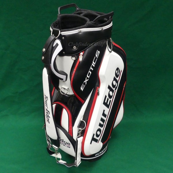 Tour Edge Exotics 2021 White/Black/Red 5-Way Golf Staff Bag w/ Raincover