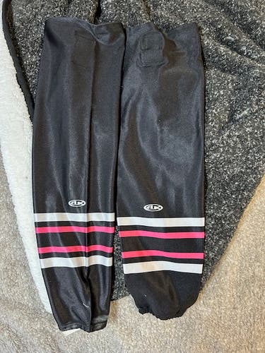 Breast Cancer Night Pro Stock AK L Blank and Pink Hockey Socks