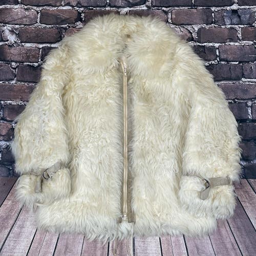 Vintage Mongolian Lamb Fur Jacket Shaggy Dino Ricco Coat Womens Size Small RARE