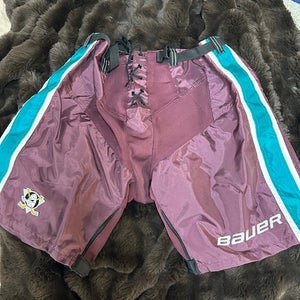 Anaheim Mighty Ducks 20th Anniversary Retro Pro Stock Bauer Pants Shell Size XL Purple Eggplant