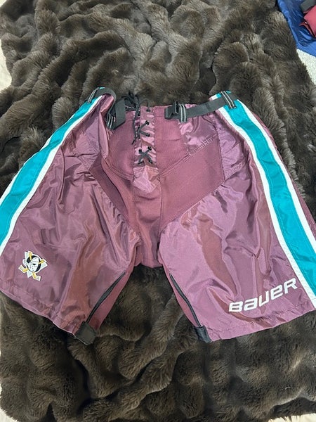 Anaheim Mighty Ducks 20th Anniversary Retro Pro Stock Bauer Pants Shell Size XL Purple Eggplant