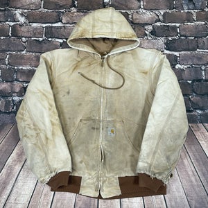 Vintage Carhartt J131 Duck Canvas Thermal Lined Jacket Distressed - Mens Medium