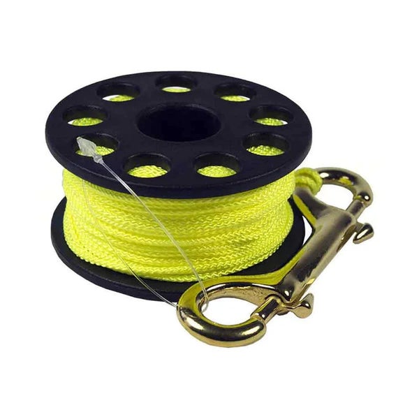 Scuba Diving Dive Compact Finger Spool Reel 100ft - Yellow Line With Double Clip