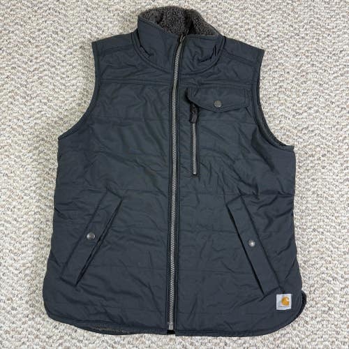 Carhartt Reversible Black Vest Sherpa Fleece Size XS 0/2 Utility Vest Womens